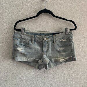 NEW American Eagle AE Shortie Denim Shorts Size 8 Distressed Boho Festival NWT